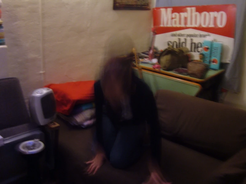 A blurry ghost girl.