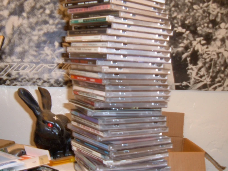 A large pile of CDs.